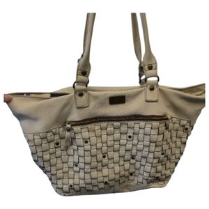 KOMPANERO Cream Braided Leather Purse.